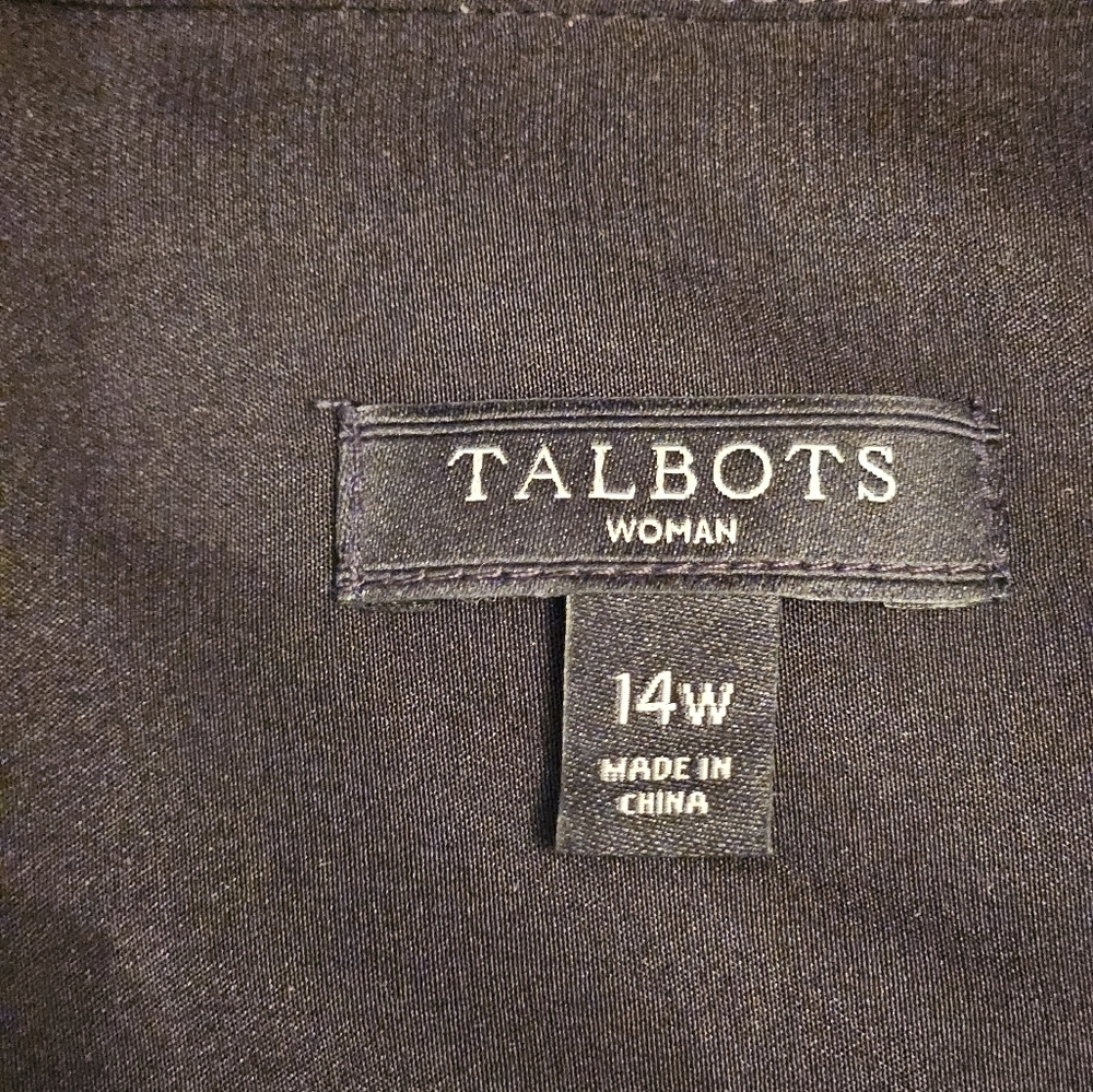 Talbots Woman Black Long Sleeve Round Neck Blouse Pockets 14W Quiet Luxury - Picture 11 of 12